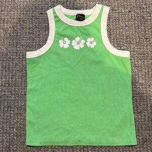 Art Class Green Hibiscus Tank Top- Size Medium (8)